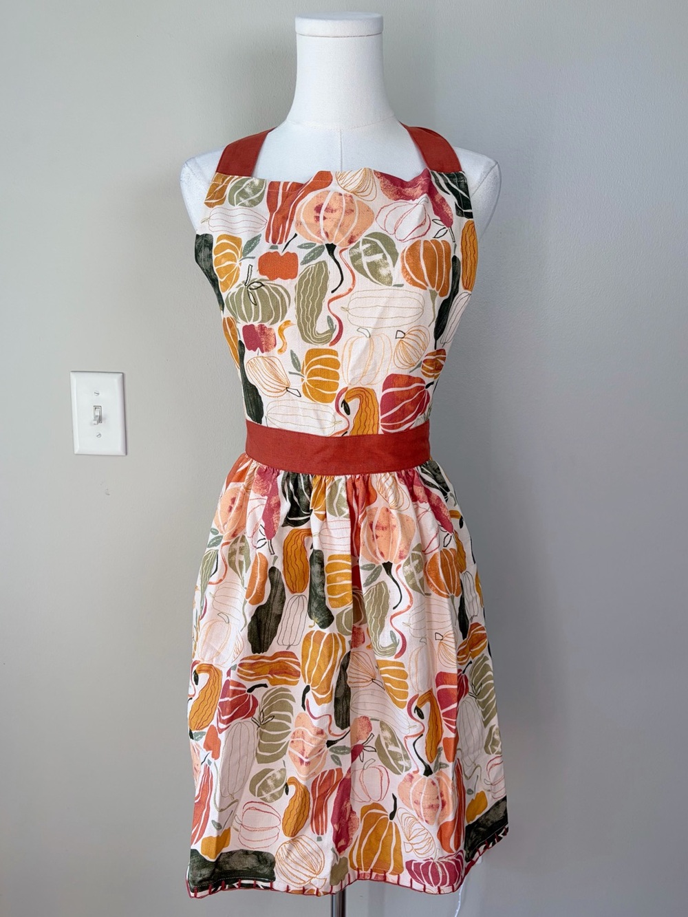 By Anthropologie Pumpkin Harvest Fall Apron 100% Cotton Autumn Festive Seasonal